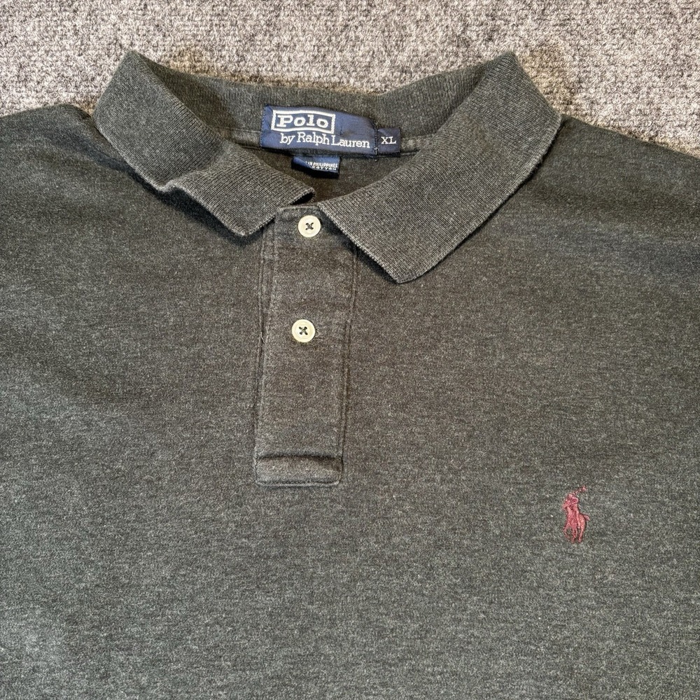 Polo Ralph Lauren Polo Shirt Mens XL Grey Long Sleeve Cotton Pony Logo Classic